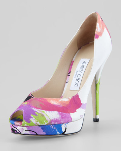 Jimmy Choo Lira Floral-Print Platform Pump