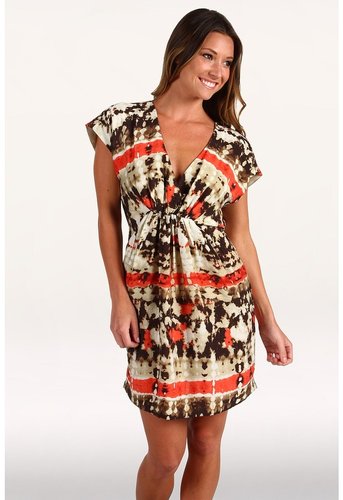 Vince Camuto - St. Tropez Tie Dye Deep V-Neck Dress (Salmon) - Apparel