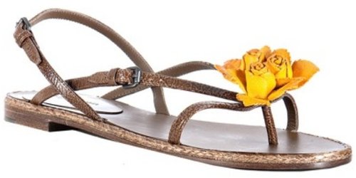 Bottega Veneta brown leather flower detail sandals