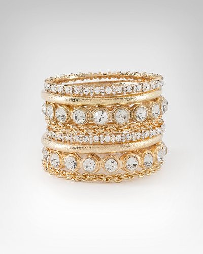 Multi Chain & Crystal Encrusted Bangle Set