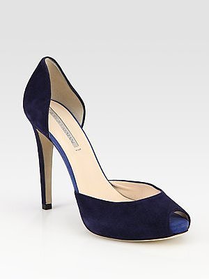 Suede d'Orsay Peep Toe Pumps