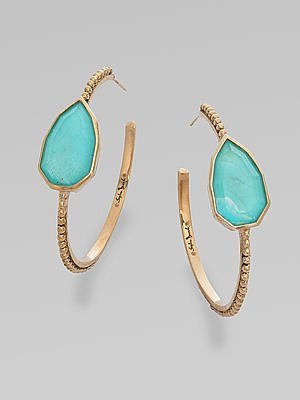 Stephen Dweck Turquoise Doublet Hoop Earrings/11⁄2"