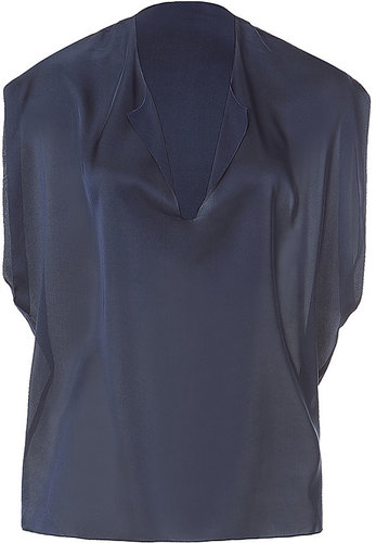 VINCE Night Blue Silk Top