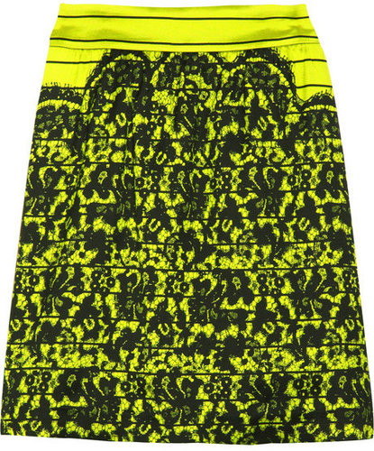 Tibi Lace-print silk-blend skirt