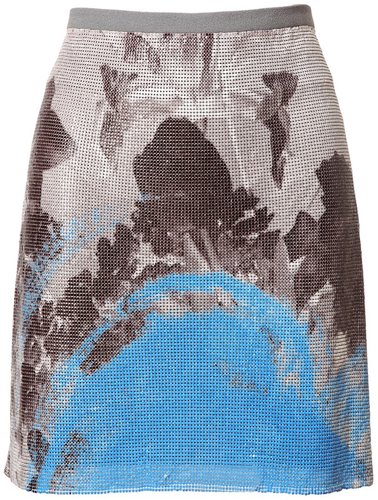 Christopher Kane p[rinted chainmail and wool skirt