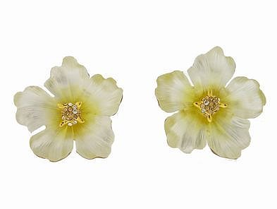 Alexis Bittar Flora Primrose Clip Lucite Earrings - Pale Yellow