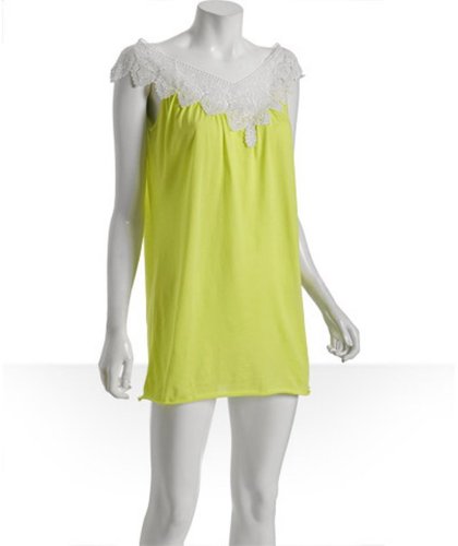 LnA neon blue lace trim v-neck dress