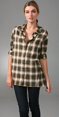 Vince Plaid Trapeze Top
