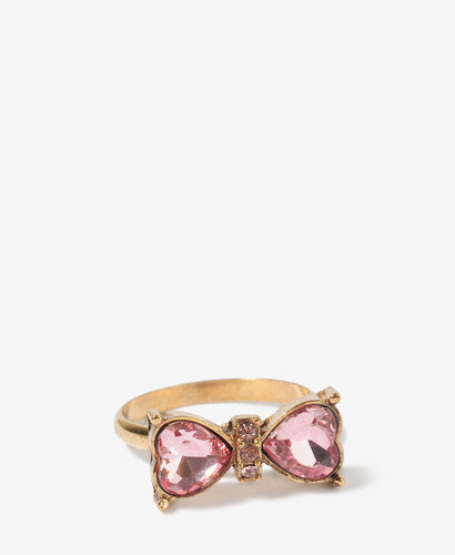 FOREVER 21 Rhinestoned Heart Bow Ring