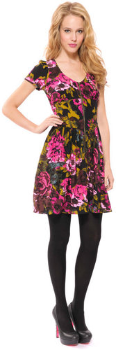 Midnight Floral Puff Sleeve Dress
