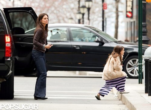 Katie Holmes walked with Suri Cruise.
Katie Holmes walked with Suri Cruise.