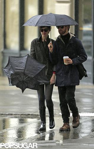 Anne Hathaway and Adam Shulman brought their umbrellas for a coffee date in NYC.
Anne Hathaway and Adam Shulman brought their umbrellas for a coffee date in NYC.