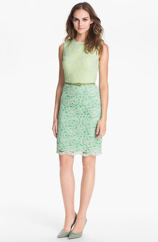 Maggy London Belted Lace Sheath Dress