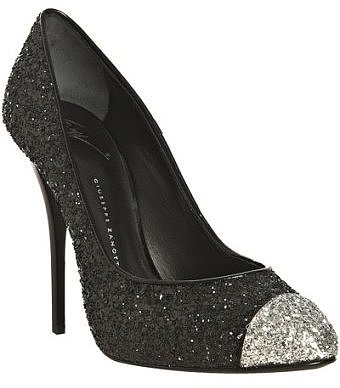 Giuseppe Zanotti black glitter cap toe pumps