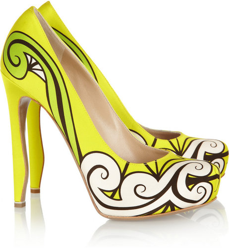 Nicholas Kirkwood Neon printed silk-satin pumps