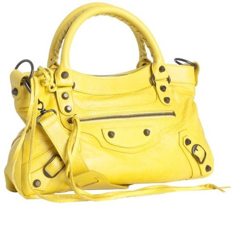 Balenciaga yellow lambskin 'First' top handle bag
