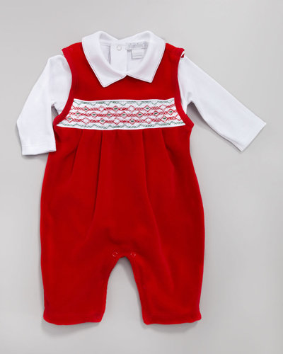 Kissy Kissy Holiday Velour Overall Set