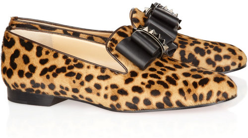 Christian Louboutin Dufferin embellished calf hair loafers