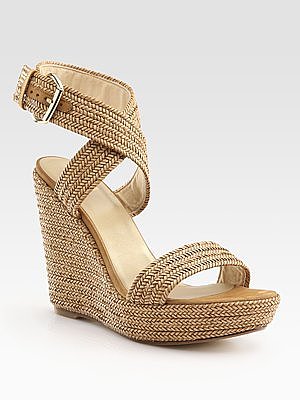 Encore Woven Lanyard and Leather Wedge Sandals