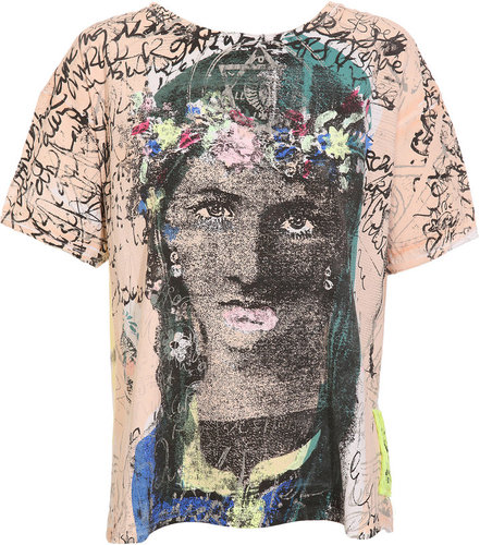 Meadham Kirchoff Hand screen-printed ‘Crowley Lady’ cotton t-shirt