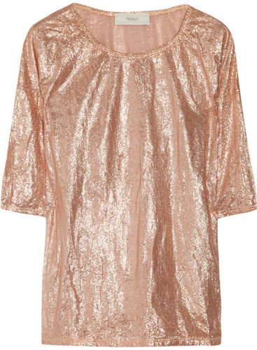 Pringle of Scotland Lamé perforated-crepe top
