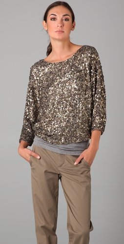 Vince Cluster Sequin Raglan Cropped Top