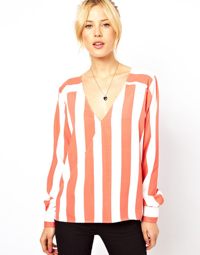 ASOS Blouse With Wrap Front And Stripe