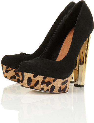STRUT Gold Heeled Court Shoes