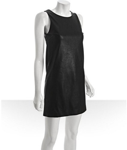 Wyatt black faux leather 'Leah' shift dress