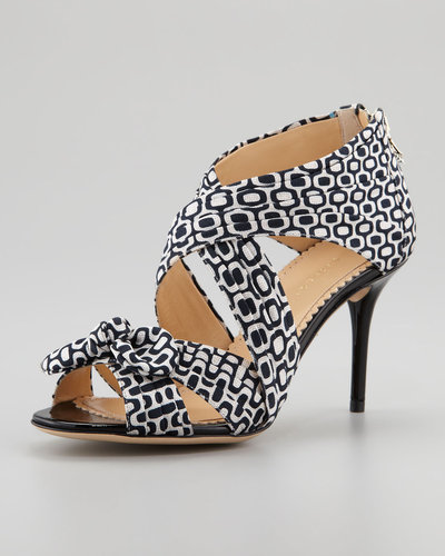 Charlotte Olympia Patricia Pleated Printed Crepe Sandal