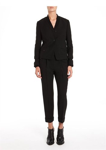 Blazer With Rib Collar