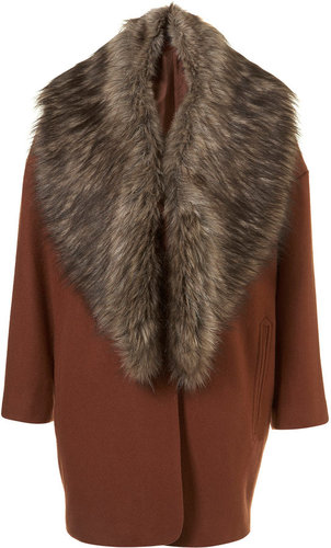 Faux Fur Collar Boyfriend Coat