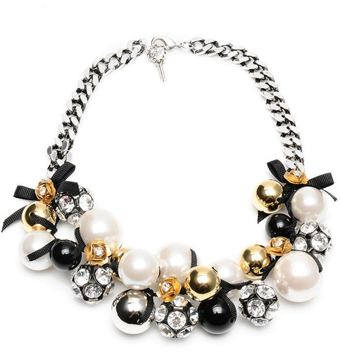 Betsey Johnson Necklace, Bead and Fireball Statement