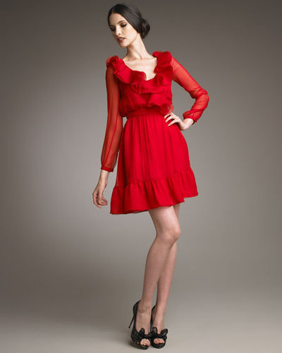 Valentino Ruffle-Neck Dress