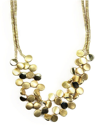 Jones New York Necklace, Gold Tone Two Row Disc Collar