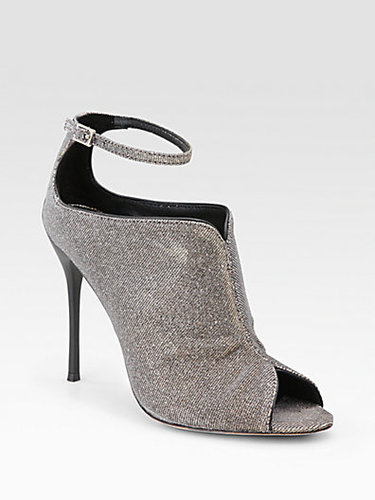 B Brian Atwood Liese Metallic Peep Toe Ankle Boots