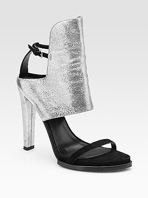 Liu Suede/Metallic Python Print Sandals