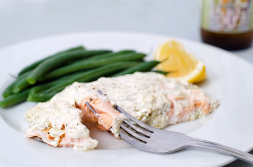 Baked Salmon with Creamy Dijon Dill Sauce