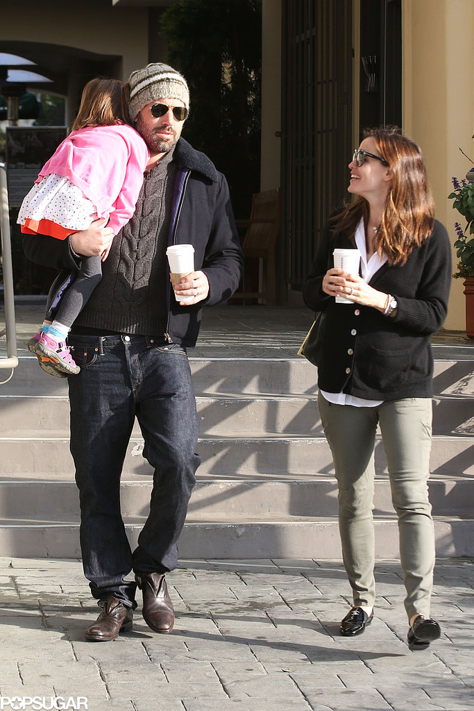 Jennifer Garner chatted with Ben Affleck as they left a coffee shop. Jennifer Garner chatted with Ben Affleck as they left a coffee shop.