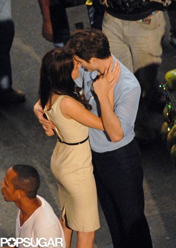 Kristen Stewart and Robert Pattinson kissed on the set of Breaking Dawn Part 1 in Brazil in November 2010.
Kristen Stewart and Robert Pattinson kissed on the set of Breaking Dawn Part 1 in Brazil in November 2010.