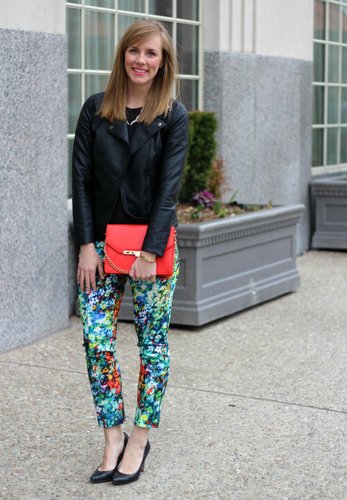 Florals and Leather for a night look