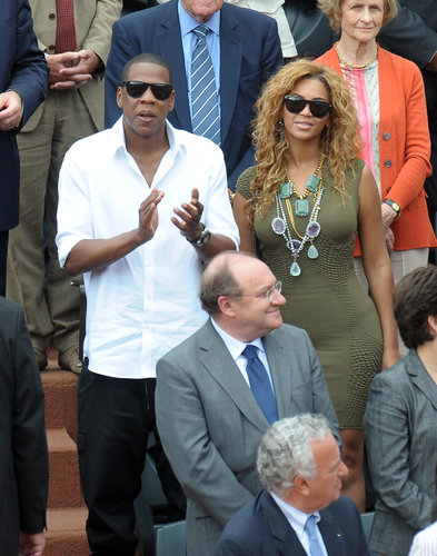 At the French Open in 2010, Jay-Z wore a crisp white collared shirt, while Beyoncé dressed up an olive-green dress with a statement necklace.
At the French Open in 2010, Jay-Z wore a crisp white collared shirt, while Beyoncé dressed up an olive-green dress with a statement necklace.
