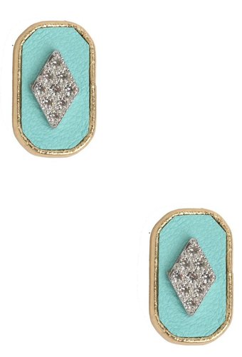 Sandy Hyun Teal Oblong Studs