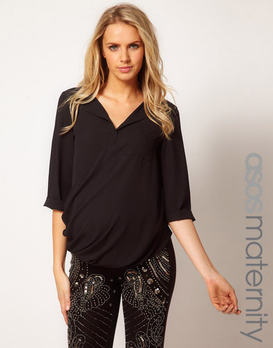 ASOS Maternity Blouse With Dropped Neck and Roll Back Sleeve