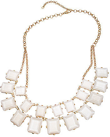 Blu Bijoux Gold and Ivory Square Crystal Double Layer Bib Necklace