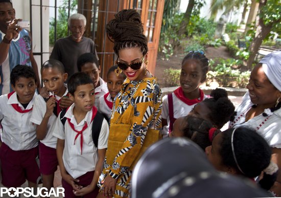 Beyoncé Knowles met with locals during her tour through Old Havana.
Beyoncé Knowles met with locals during her tour through Old Havana.