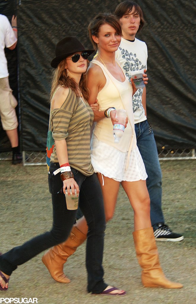 Cameron Diaz and Drew Barrymore buddied up for Coachella in 2007.
Cameron Diaz and Drew Barrymore buddied up for Coachella in 2007.