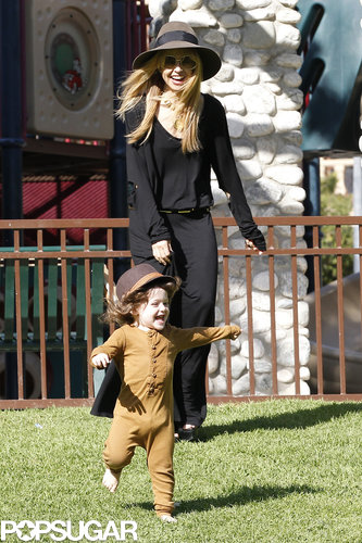 Rachel Zoe Slides With Skyler During Park Playtime Rachel Zoe Slides With Skyler During Park Playtime