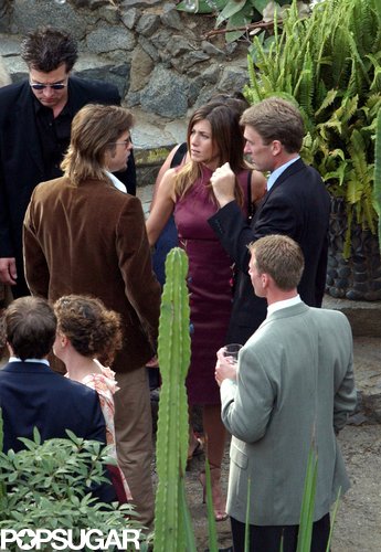 Brad Pitt showed support for Jennifer Aniston as a bridesmaid in a friend's LA wedding in November 2002.
Brad Pitt showed support for Jennifer Aniston as a bridesmaid in a friend's LA wedding in November 2002.