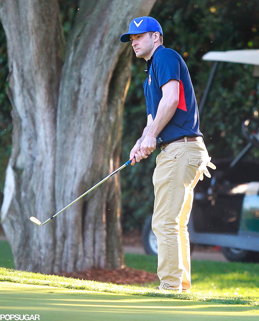 Justin Timberlake hit a shot at the golf course in LA. Justin Timberlake hit a shot at the golf course in LA.
